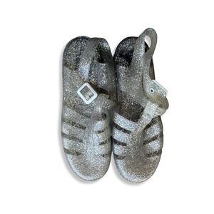 Juju Jelly Sandal Vintage women size 7 Silver Sparkle 90's Chic Boho Glitter